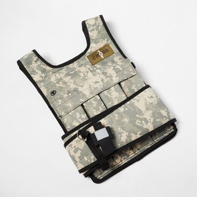 Cross101 Adjustable Camouflage Weighted Vest with Shoulder Pads, 20 lb