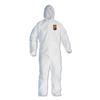 Kleenguard A40 Liquid & Particle Protection Coveralls with Hood (44323), Zip Front, Elastic Wrists & Ankles (EWA), White, Large, 25 Garments / Case view 1