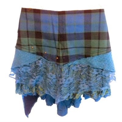 Genuine Scottish Tartan Designer Funky Kilt STEAM Punk PSYTRANCE Skirt N1 Blue (Medium-Large)