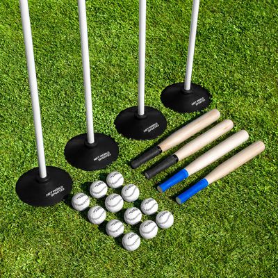 Net World Sports Complete Rounders Set (Bats, Balls, Poles, Bases & Carry Bag) (Classic or Jumbo)  Everything Your School, College or Team Needs for Rounders Action (Jumbo Rounders Set)