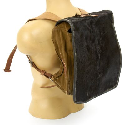 German WWII Tornister 34 Cowhide Backpack with Shoulder Straps