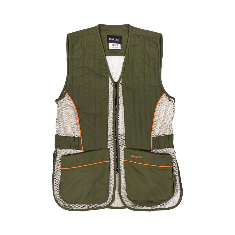 Allen Company Ace Shooting Range Vest with Moveable Shoulder Pad - Shooting Apparel for Adults - Medium/Large and X-Large/2XL Sizes - Olive/Tan