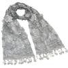 Hand Embroidered Rose & Trillium Flower Shining Sequin Lace Scarf Shawl - Gray view 1