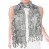 Hand Embroidered Rose & Trillium Flower Shining Sequin Lace Scarf Shawl - Gray view 2