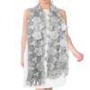 Hand Embroidered Rose & Trillium Flower Shining Sequin Lace Scarf Shawl - Gray view 4