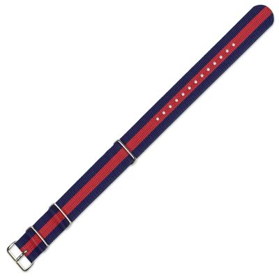 deBeer 22mm Military MoD Ballistic Nylon Watch Band - Navy with Red stripe