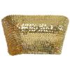 Anna-Kaci Womens Shiny Sequin Party Cropped Strapless Bandeau Stretch Tube Top, Gold, Small - Medium view 1