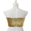 Anna-Kaci Womens Shiny Sequin Party Cropped Strapless Bandeau Stretch Tube Top, Gold, Small - Medium view 2