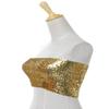 Anna-Kaci Womens Shiny Sequin Party Cropped Strapless Bandeau Stretch Tube Top, Gold, Small - Medium view 3