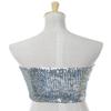 Anna-Kaci Womens Sequin Shiny Strapless Elastic Bandeau Party Tube Top,Silver,Small/Medium view 4