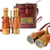 Nautical Design Antique Victorian Marine Brass Leather Binocular Sailor Instrument London 1915 Orange for Home & Office Outdoor Camping view 1