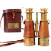 Nautical Design Antique Victorian Marine Brass Leather Binocular Sailor Instrument London 1915 Orange for Home & Office Outdoor Camping view 2