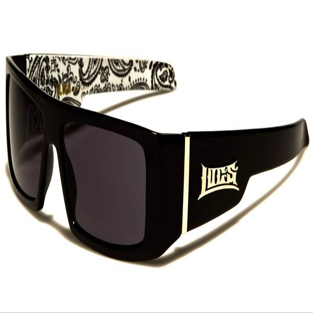 white bandana pattern Locs Shades, Black, Medium