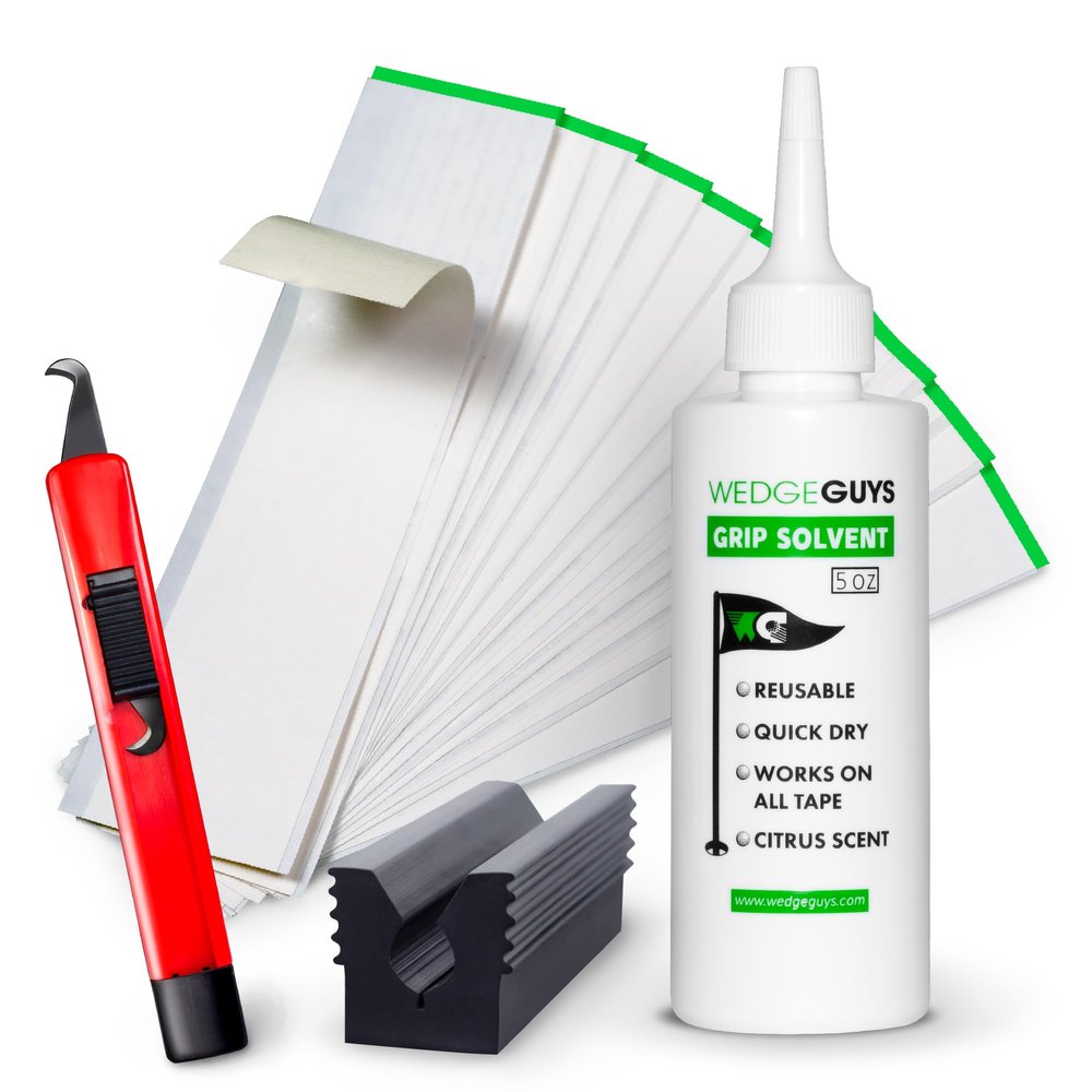 Wedge Guys Golf Grip Kits for Regripping Golf Clubs - Professional Quality - Options Include Hook Blade, 15 or 30 Tape Strips, 5 or 8 oz Solvent, Grip Tape Remover, Bench Vise & Rubber Clamp