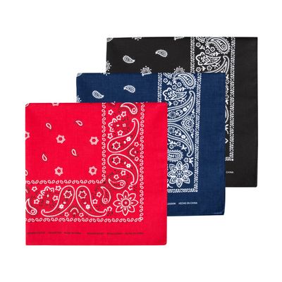 Levi's Men's 100% Cotton Multi-purpose Bandana Gift Sets  Headband, Wrap, Protective Coverage, Black/Red/Navy, Pack 3