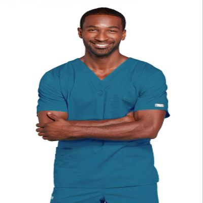 Cherokee Big and Tall Premium Core Stretch Unisex V-Neck Scrubs Shirt, Caribbean Blue, XXXXX-Large