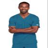 Cherokee Big and Tall Premium Core Stretch Unisex V-Neck Scrubs Shirt, Caribbean Blue, XXXXX-Large view 1
