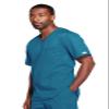 Cherokee Big and Tall Premium Core Stretch Unisex V-Neck Scrubs Shirt, Caribbean Blue, XXXXX-Large view 2