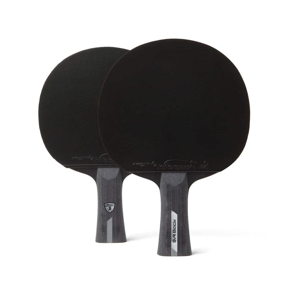 Killerspin SVR 2U Black Paddle Set of 2 Rackets with 4 Balls and Foam Protective Paddle Storage Case