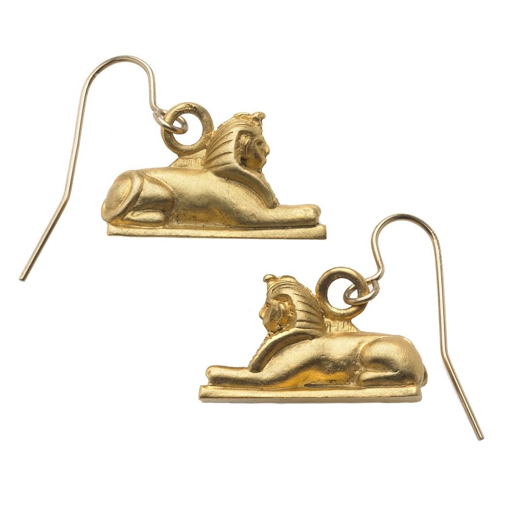 MADE IN USA - Lion-sphinx 3D earrings, From Our Museum Egyptian Collection