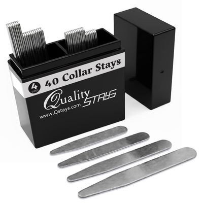 40 Metal Collar Stays for Men  Stainless Steel Dress Shirt Collar Inserts in 4 Sizes | Quality Stays