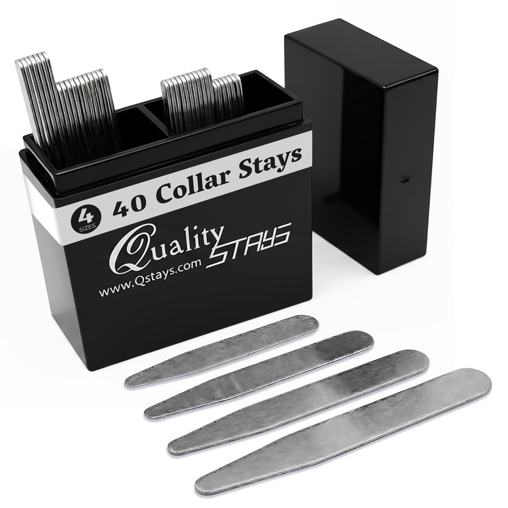 40 Metal Collar Stays for Men  Stainless Steel Dress Shirt Collar Inserts in 4 Sizes | Quality Stays