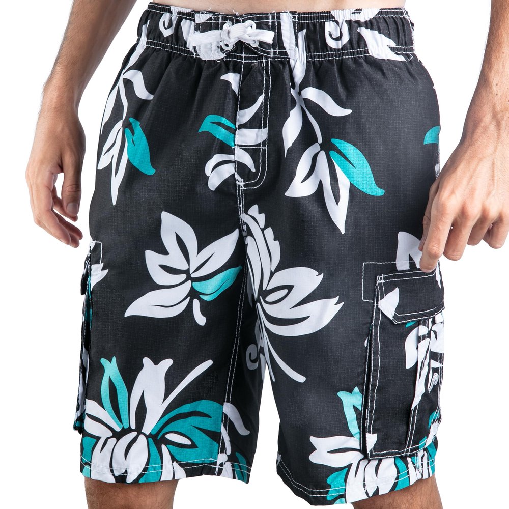 Kanu Surf Men's Barracuda Swim Trunks (Regular & Extended Sizes), Oahu Black, Medium