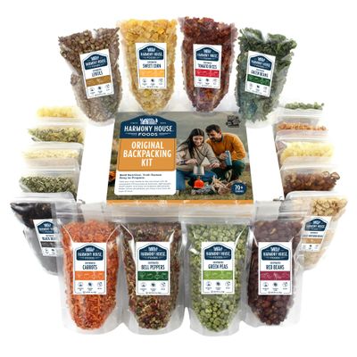 The Backpacking Kit - 18Ct Premium Lightweight Meals in 1 Cup Resealable Pouches by Harmony House Foods, Single Set White