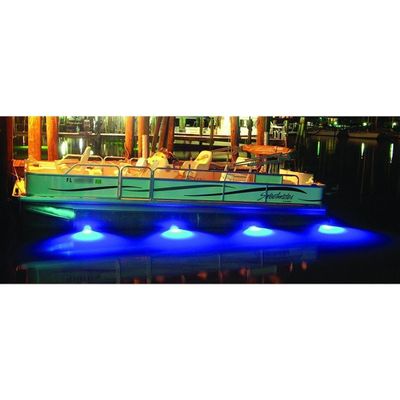 T-H Marine Premium LED Underwater Light | Round High Intensity Super Bright LEDs with Stainless Steel Bezel - Blue
