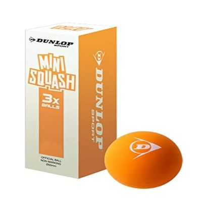 Dunlop Sports Mini Squash Ball, Orange, 3-Ball Pack