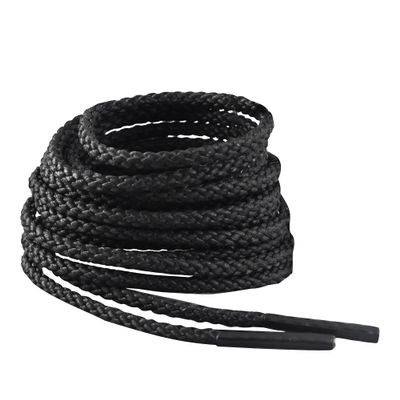 IRONLACE Unbreakable Round Bootlaces - Indestructible, Waterproof & Fire Resistant Boot & Shoe Laces, 1500-Pound Breaking Strength/Pair, Black, 45-Inch, 3.2mm Diameter, 1-Pair