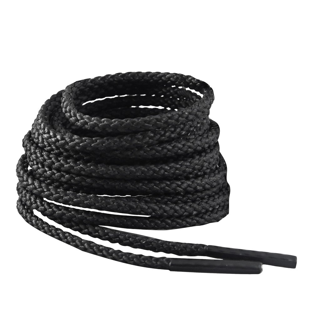 IRONLACE Unbreakable Round Bootlaces - Indestructible, Waterproof & Fire Resistant Boot & Shoe Laces, 1500-Pound Breaking Strength/Pair, Black, 45-Inch, 3.2mm Diameter, 1-Pair