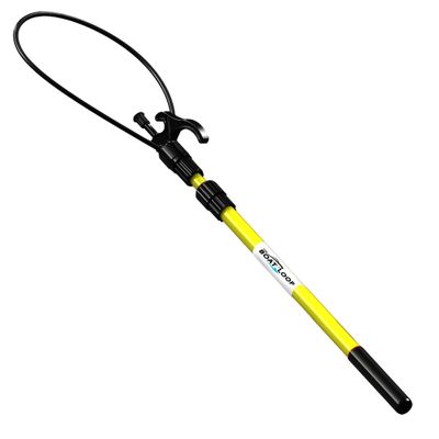 Boat Loop Extendable Yellow Fiberglass Boat Pole with Flexible Std Loop & Quick-Lock System - Selectable Pole Length with Rubber Guard for Docks - Marine Rope Hook & Line Handling Tool