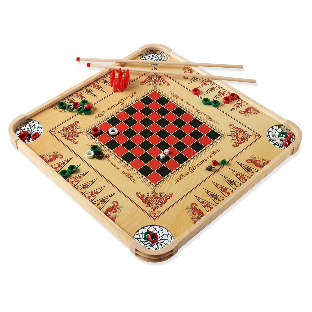 Carrom Board Game Set Large Board Games for Adults & Children Over 85 Board Games for Family Game Night All in One Board Game Set