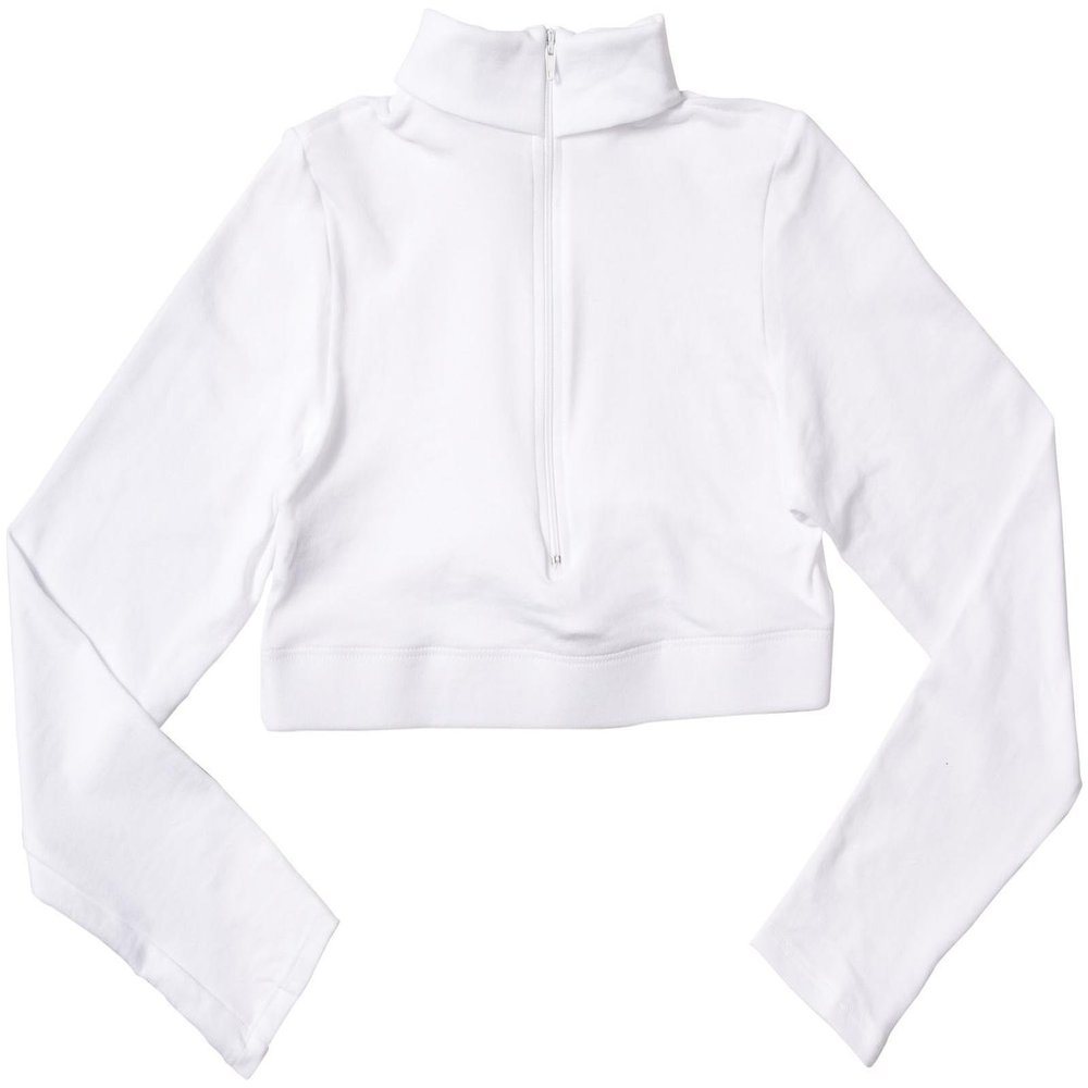 Bodywrappers Long Sleeve Turtleneck Midriff Pullover, White-6X7