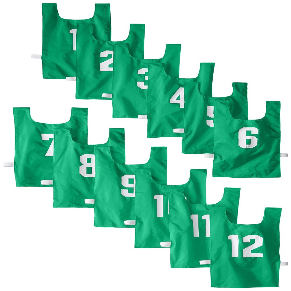 Youth Numbered Nylon Pinnies - Green
