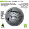 Champion Sports Extreme Series Soccer Ball, Size 4 - Youth League, All Weather, Soft Touch, Maximum Air Retention - Kick Balls for Kids 8-12 - Competitive and Recreational Futbol Games, Silver view 4