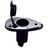 Perko 1048P00DP Chrome-Plated 2-Pin Plug-In Light Base with 5 Rake - 3.5" x 2" Base view 1