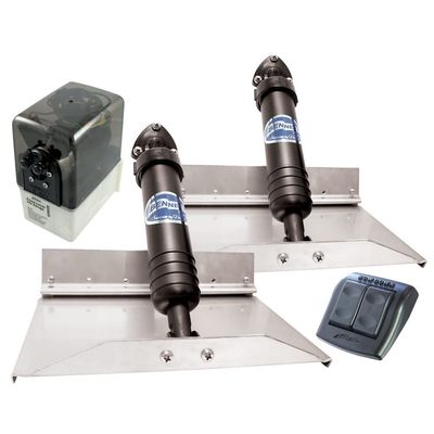 Bennett 129E Hydraulic Trim Tab Set with Euro-Style Control - 12" x 9",Black