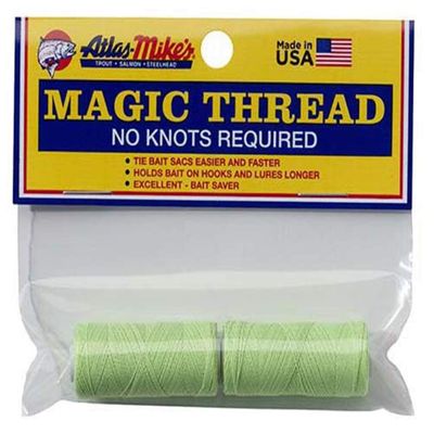 Atlas Mikes Magic Thread No-Knot Bait Thread for Tying Roe Sacs, Holding Soft Baits & Securing Chicken Liver or Shrimp Elastic Fishing Thread with Optional Dispenser