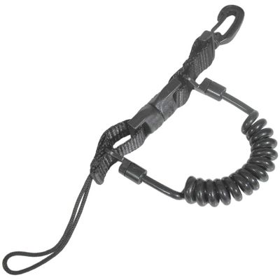 Aqua Magna-Clip with Coil Lanyard & Black Clip