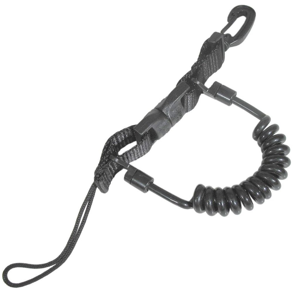 Aqua Magna-Clip with Coil Lanyard & Black Clip