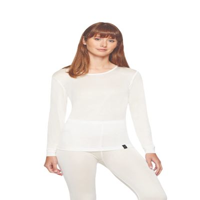 Terramar Women's Thermasilk Pointelle Scoop (Natural, Large)