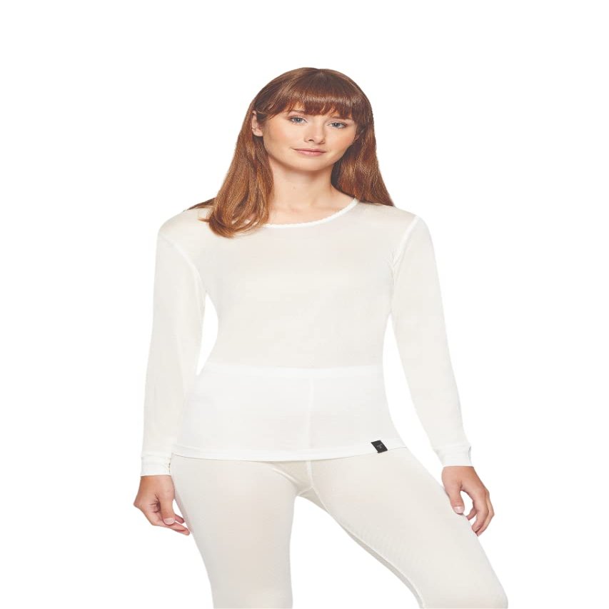 Terramar Women's Thermasilk Pointelle Scoop (Natural, Large)