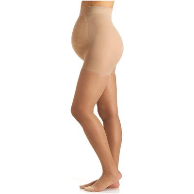 Berkshire Women's Maternity Light Support Pantyhose 5700 - Maternity Tights Over The Belly - Motherhood Hosiery, Lace Belly Panels, Reinforced Toe, 30 Denier - Pregnant Women Stocking - City Beige, B