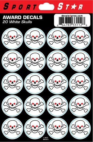 SportStar Football Helmet Award Decals - White Skull (20 Stickers)