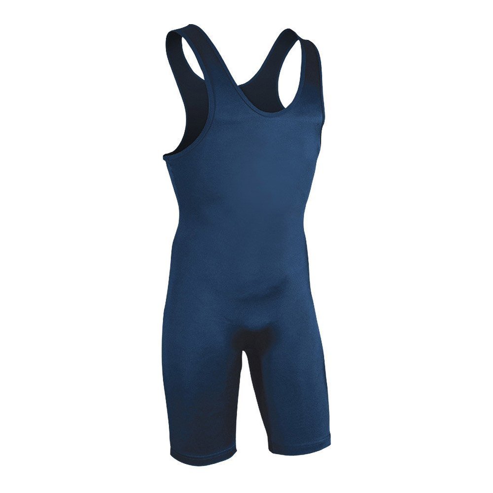 Brute Men's Lycra(r) High Cut Wrestling Singlet - Navy Youth Small (8)