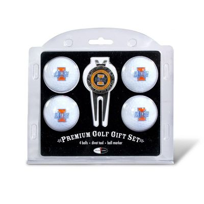 Team Golf NCAA Illinois Fighting Illini 4 Golf Ball And Divot Tool Set Regulation Size Golf Balls (4 Count) & Divot Tool with Removable Double-Sided Magnetic Marker