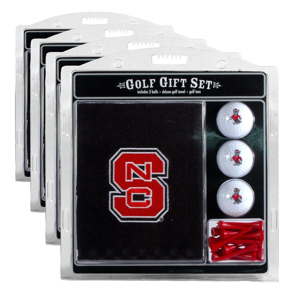 Team Golf NCAA NC State Wolfpack Gift Set: Embroidered Golf Towel, 3 Golf Balls, and 14 Golf Tees 2-3/4" Regulation, Tri-Fold Towel 16" x 22" & 100% Cotton