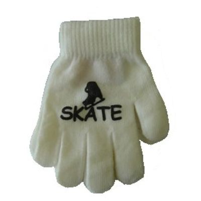 Ice Skate Logo Magic Stretch Gloves - White